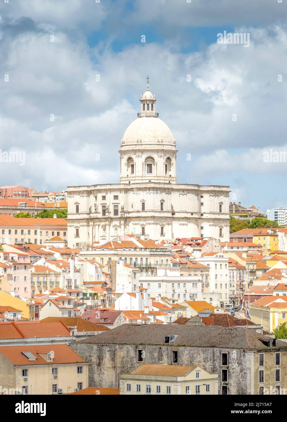 View towards the Church of Santa Engrácia in Lisbon, Portugal. Also known as the National Pantheon, important Portuguese people are buried here Stock Photo