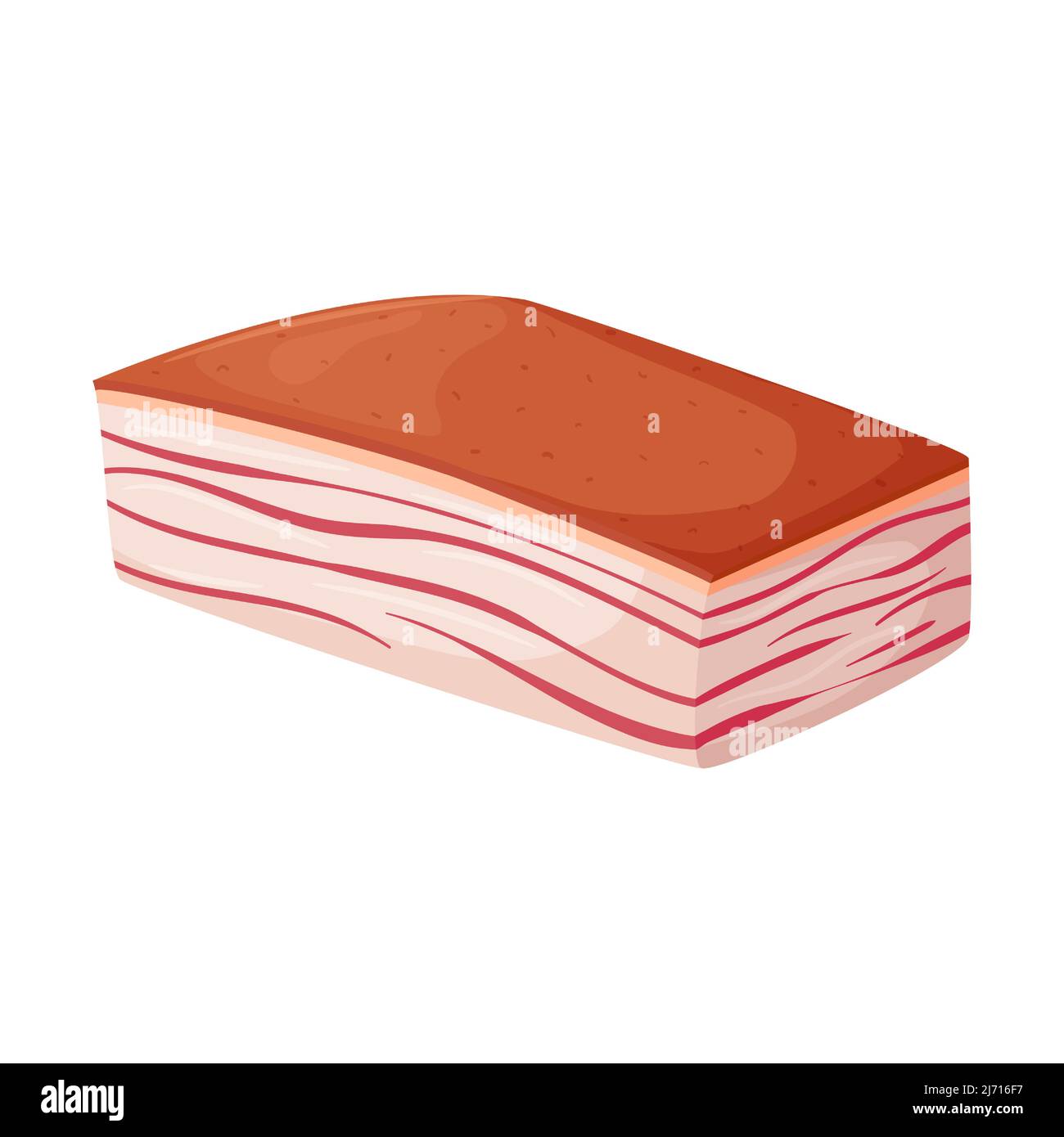 A whole piece of veined lard. Streaked bacon, pork fat. Greasy food. A