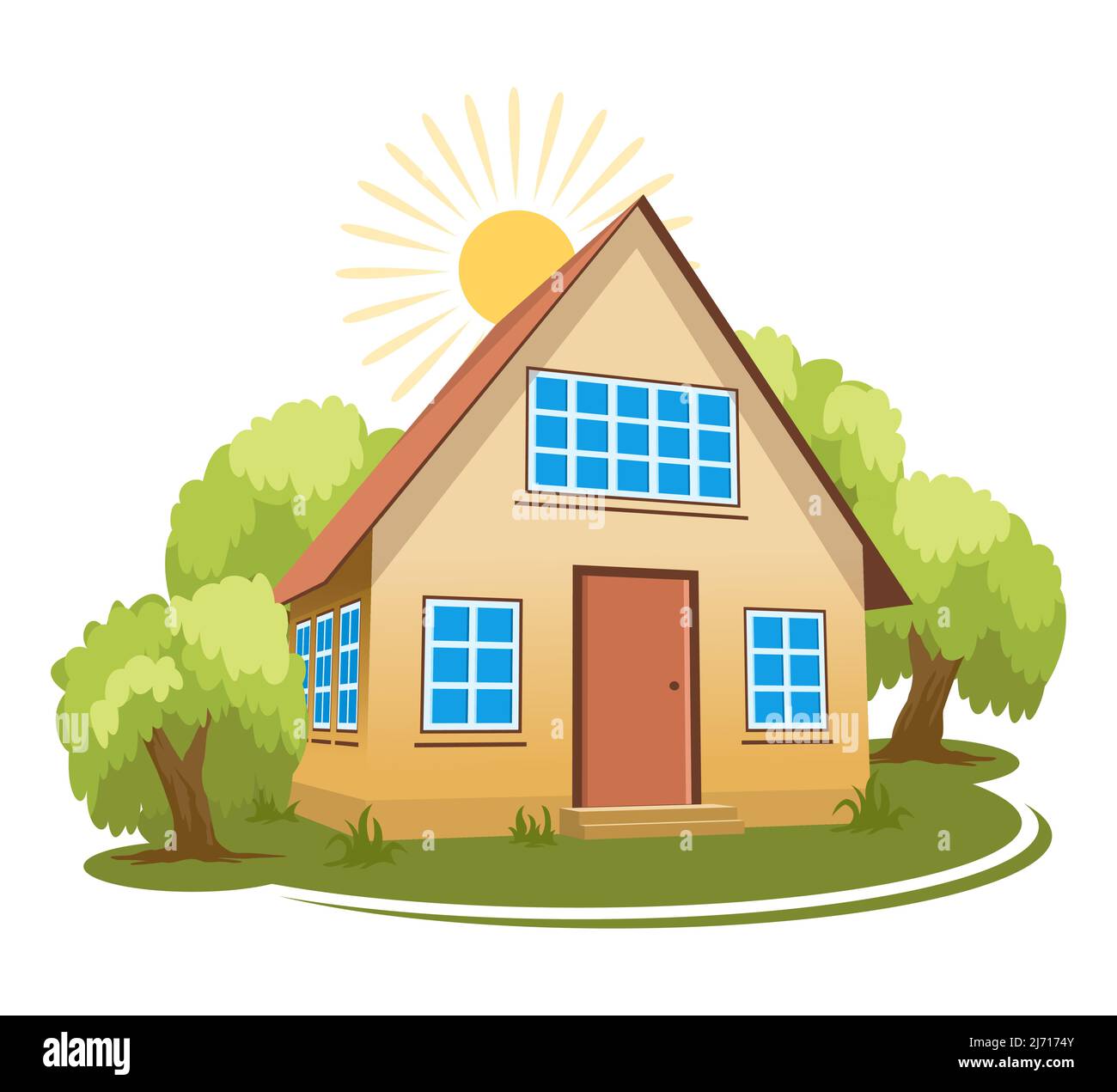Summer landscape. House surrounded by trees Stock Vector Image & Art ...