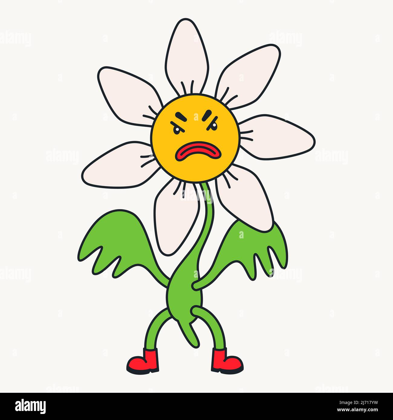 Cartoon vector funny cute Comic characters, angry daisy flower Stock Vector  Image & Art - Alamy