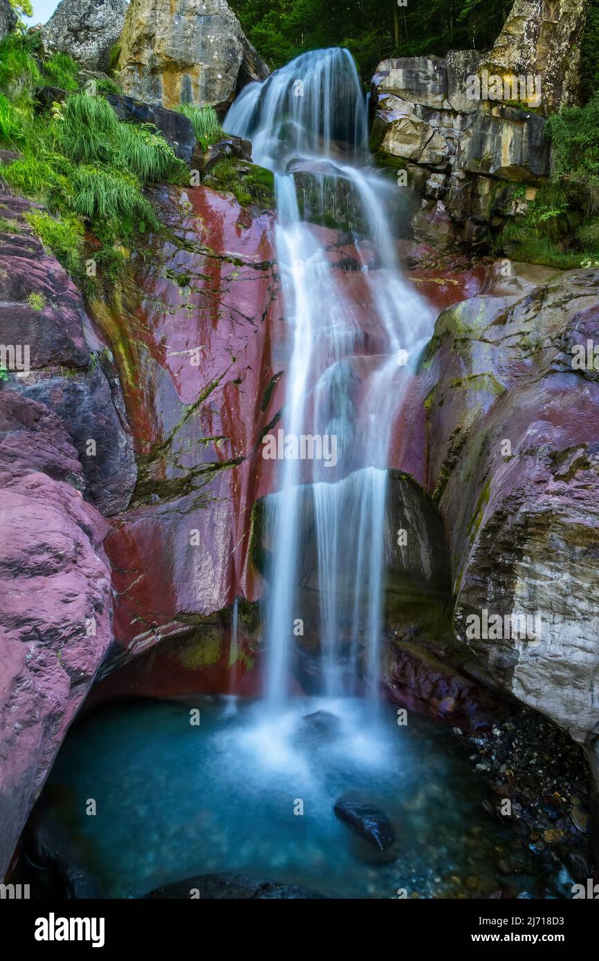 La Larri waterfalls near Ordesa in Monte Perdido Pyrenees national park, Spain Stock Photo