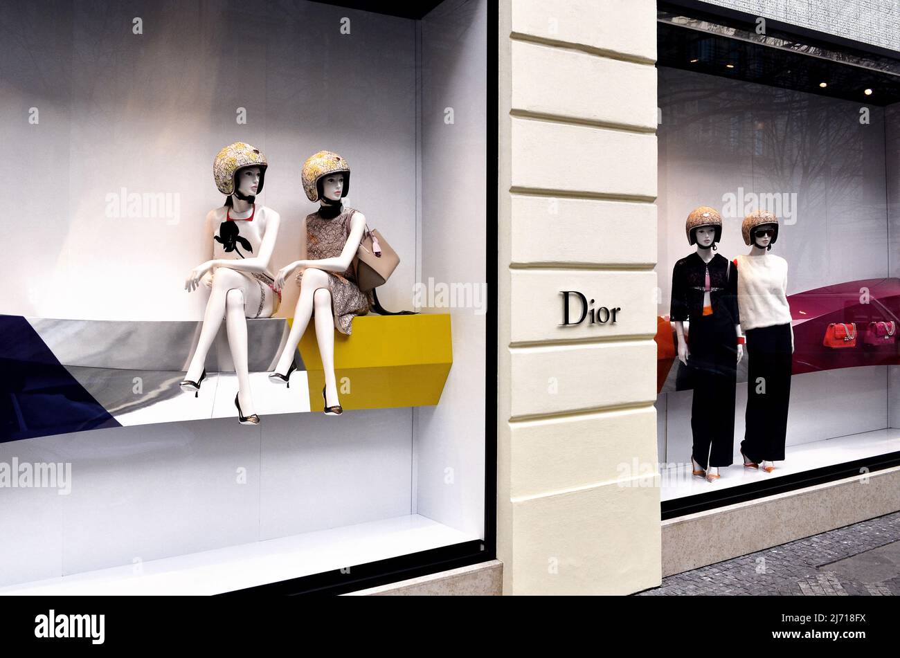 Dior luxury fashion brand store window in Prague Czech Republic. Stock Photo