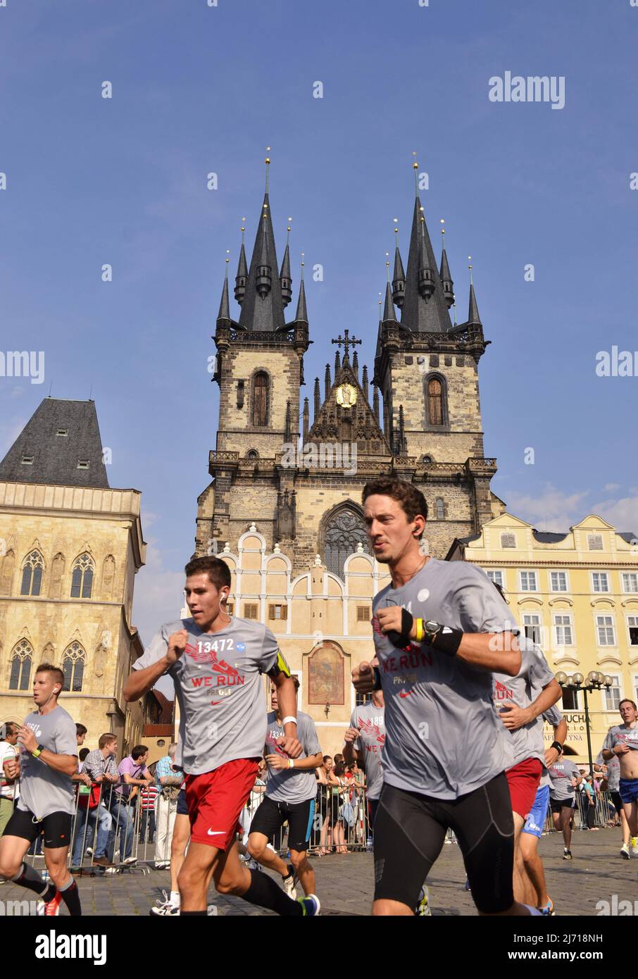 We Run Prague 2013, contestants at annual running competition in Old Town of Prague Czech Republic. Stock Photo