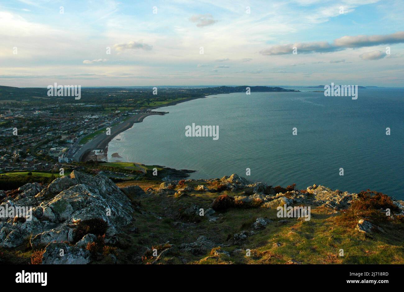 Evening view from the Bray Head hill, Bray County Wicklow Ireland. Stock Photo