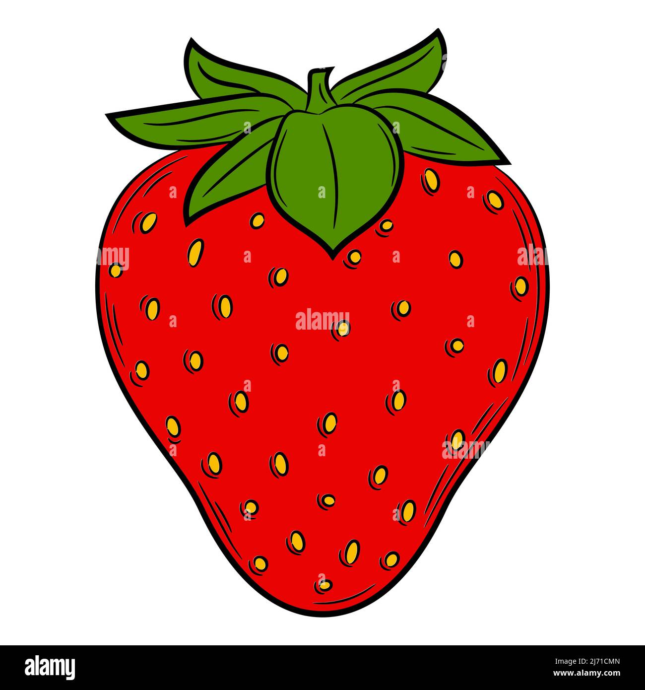 Strawberry fruit in a linear style. Colorful vector decorative element