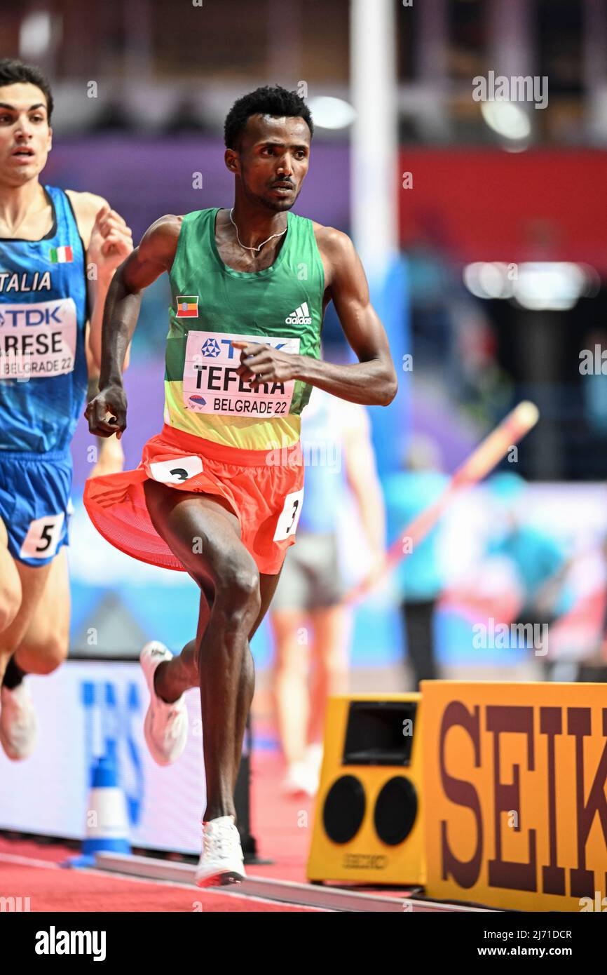 Samuel Tefera participating in the Belgrade 2022 World Indoor