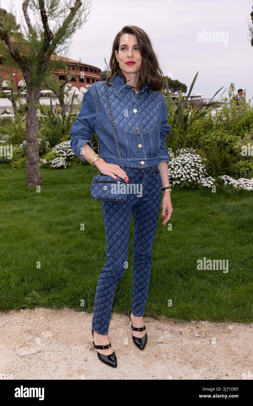 Charlotte Casiraghi poses before the runway of Chanel Cruise