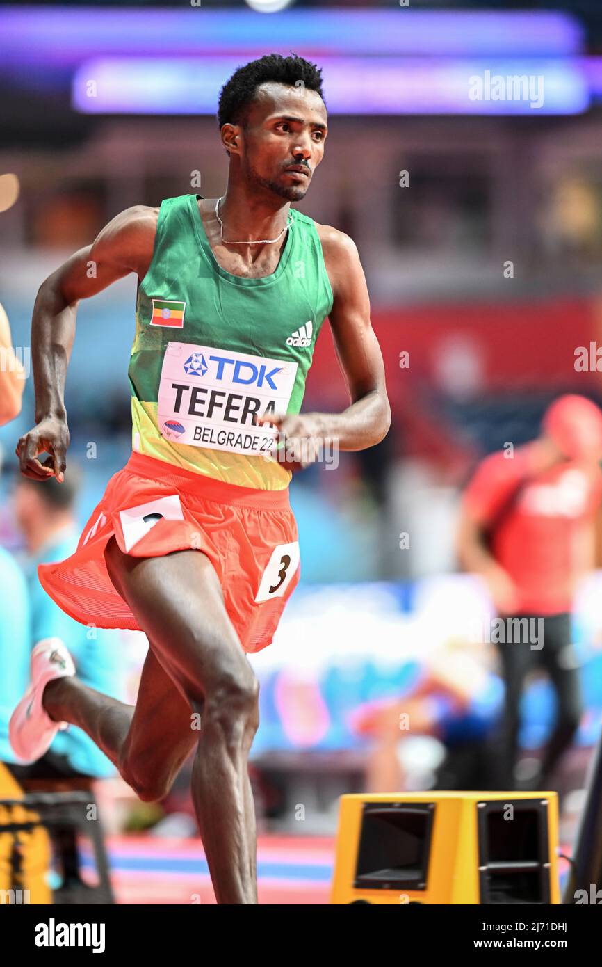 Samuel Tefera participating in the Belgrade 2022 World Indoor