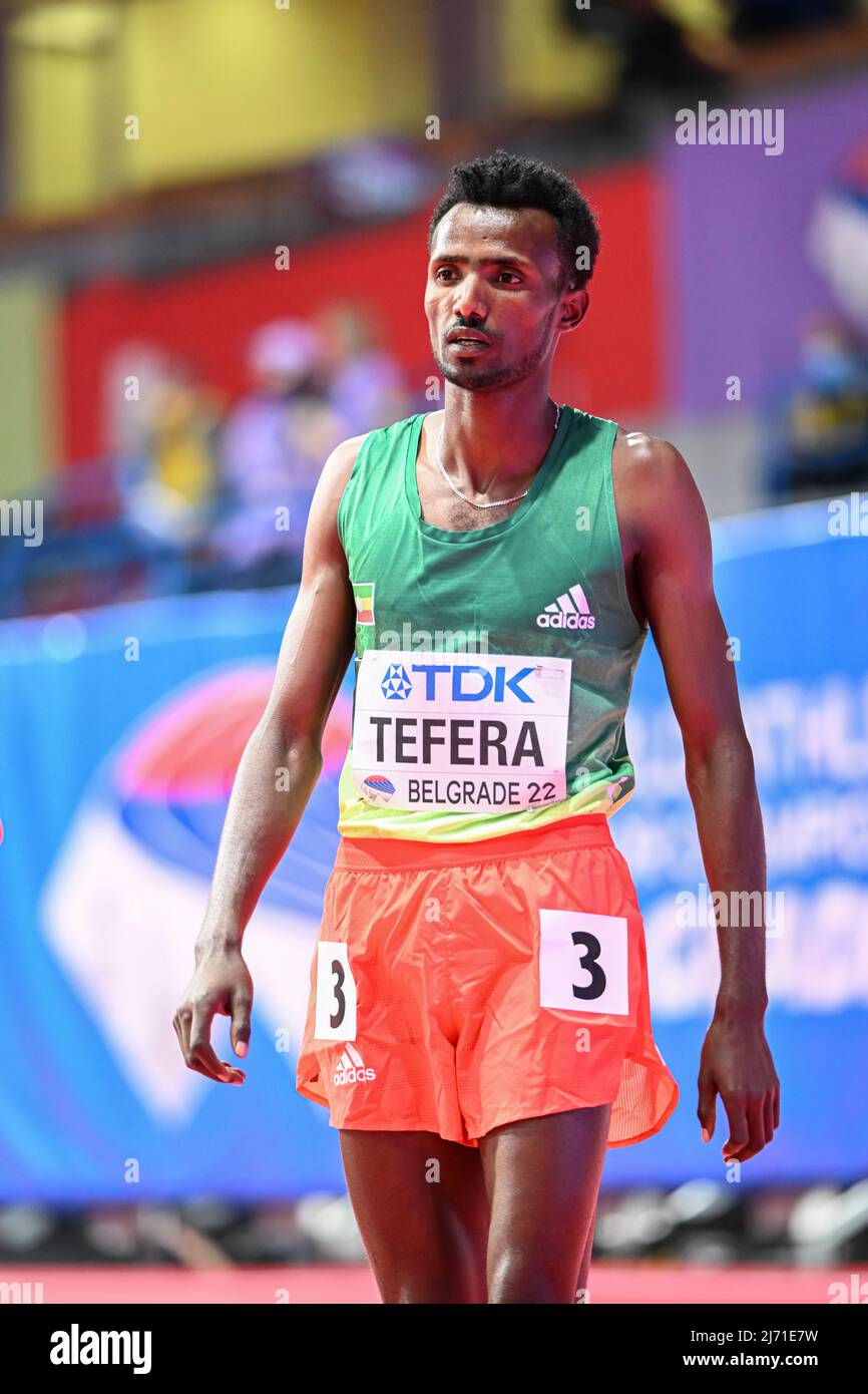 Samuel Tefera participating in the Belgrade 2022 World Indoor