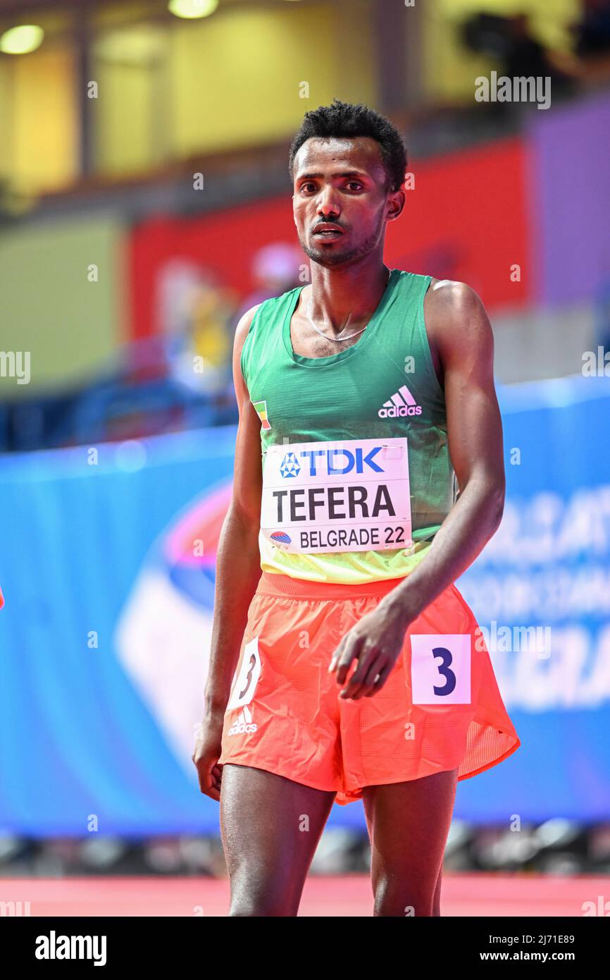 Samuel Tefera participating in the Belgrade 2022 World Indoor