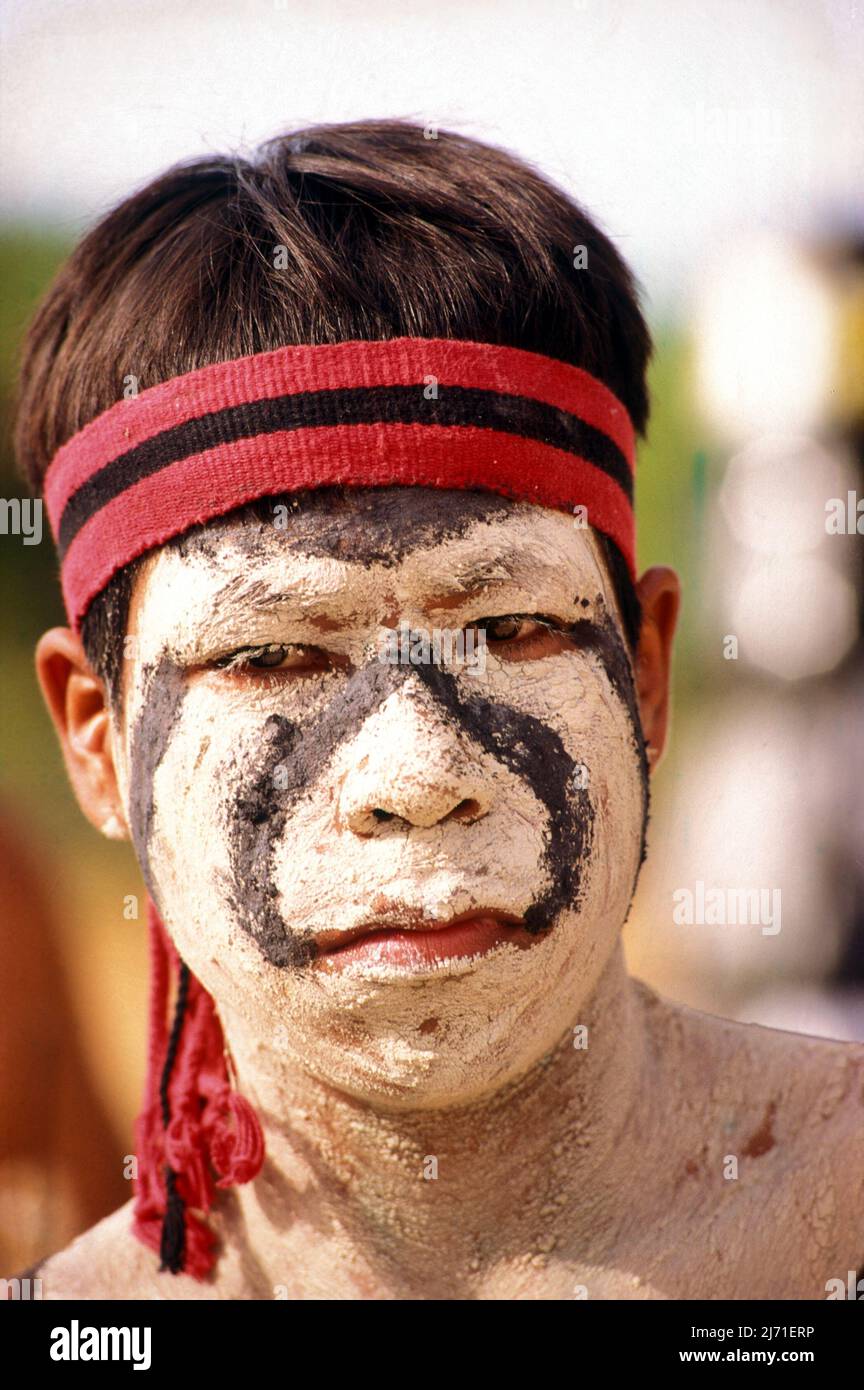Young indian warrior from a Brazilian Amazon tribe, wearing tribal face  paint. 2003 Stock Photo - Alamy