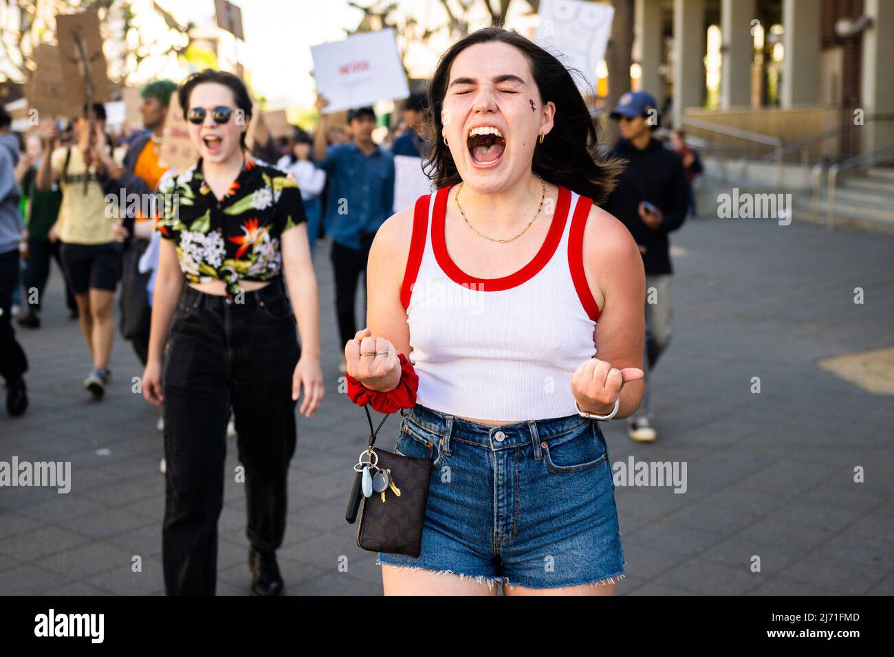 UC Berkeley Students protest on campus in response to leaked draft of