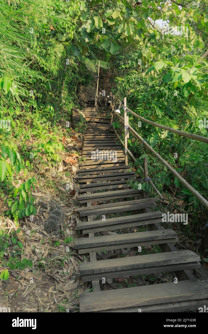A walkway path up in the hill at monkey trail, Ao Nang, Krabi, Thailand