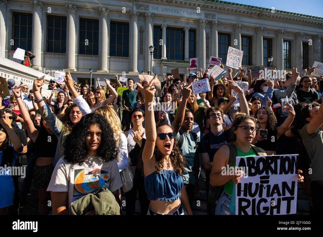 UC Berkeley Students protest on campus in response to leaked draft of ...