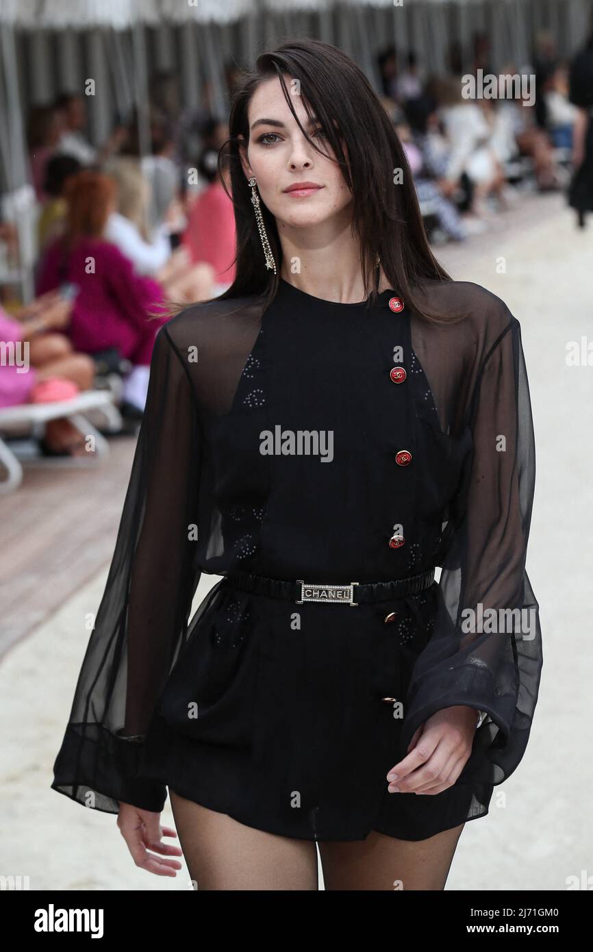 A model walks the runway during Chanel Cruise Collection 2022-23 held at  Monte Carlo Beach in Monaco. Monaco on May 5th, 2022. Photo by Marco  Piovanotto/ Stock Photo - Alamy