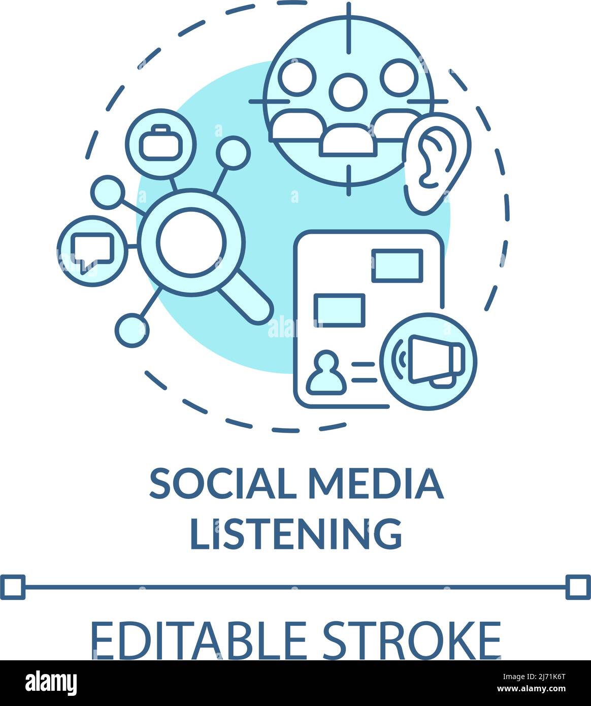 Social media listening turquoise concept icon Stock Vector Image & Art ...