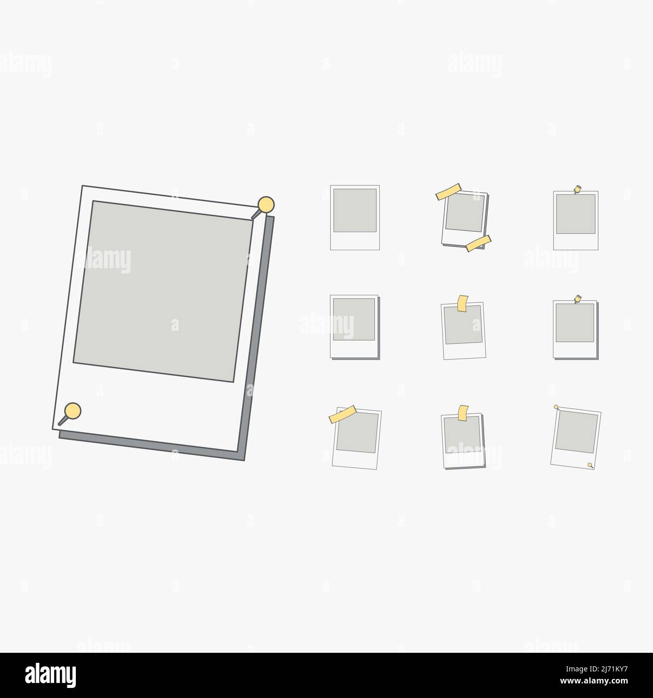 Aesthetics Classic Polaroid Frame And Tape Vintage Collection Set Stock Vector