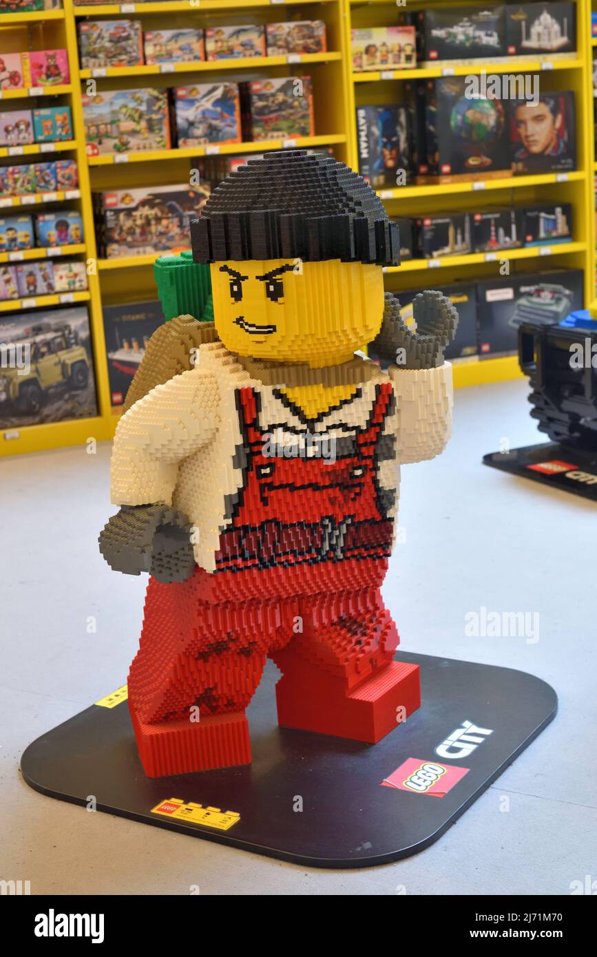 Lego block of figure in worker overall Stock Photo Alamy