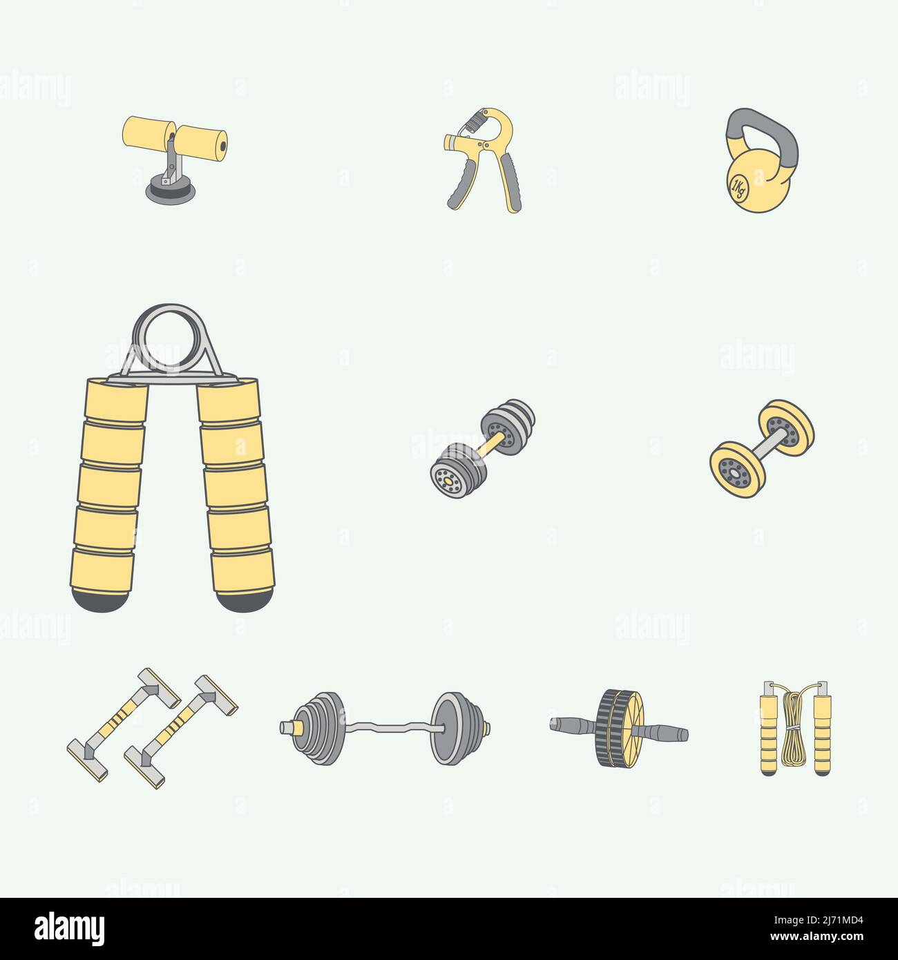 Gym Fitness Machines Tools Equipments List Stock Vector