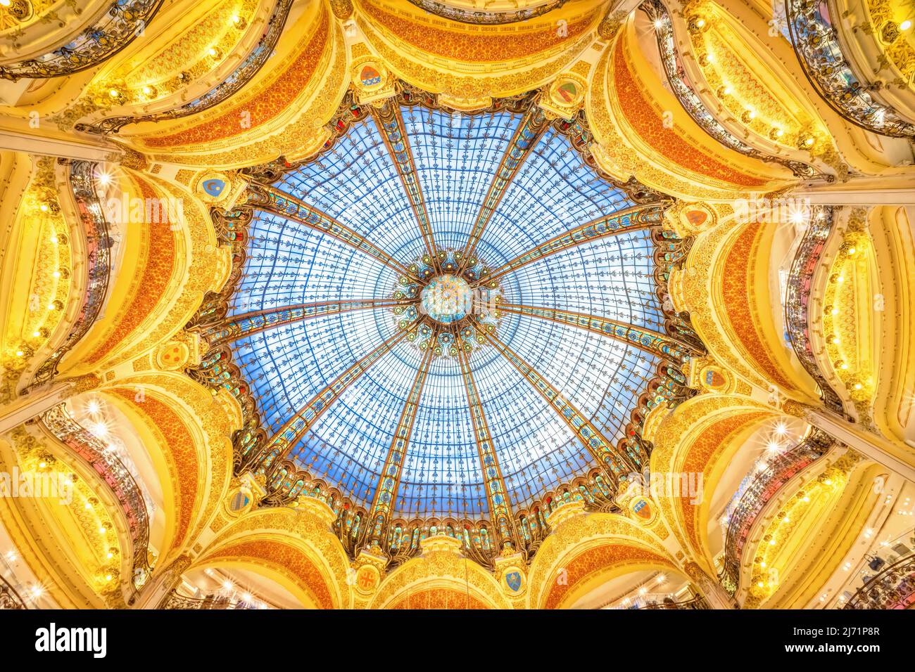 Ornate skylight of the Galeries Lafayette department store in Paris France Stock Photo