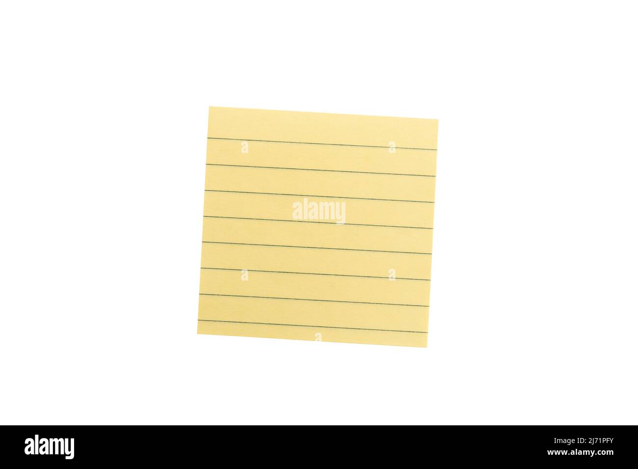 Yellow striped sticker isolated on white background. Template for your projects. Top view. Single sticky note Stock Photo