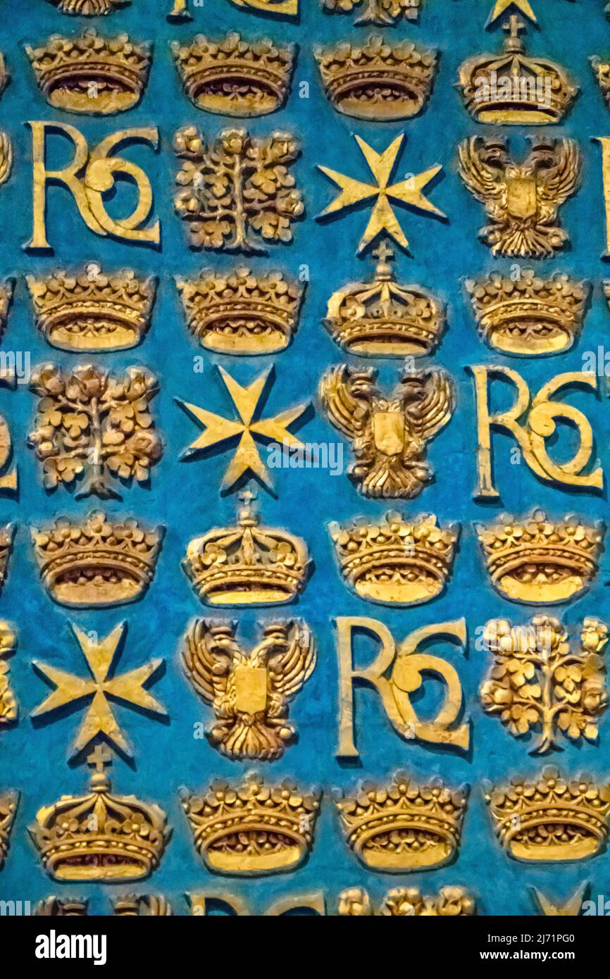 Decorated wall in St John's Co-Cathedral in Valletta Malta Stock Photo