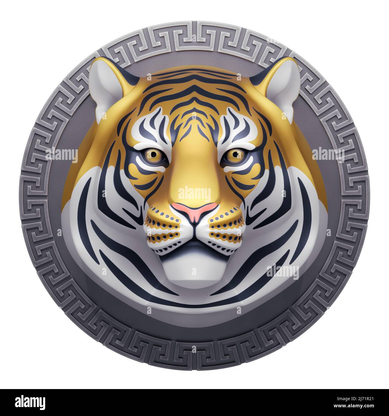 A Tiger Head Sculpture Stock Photo