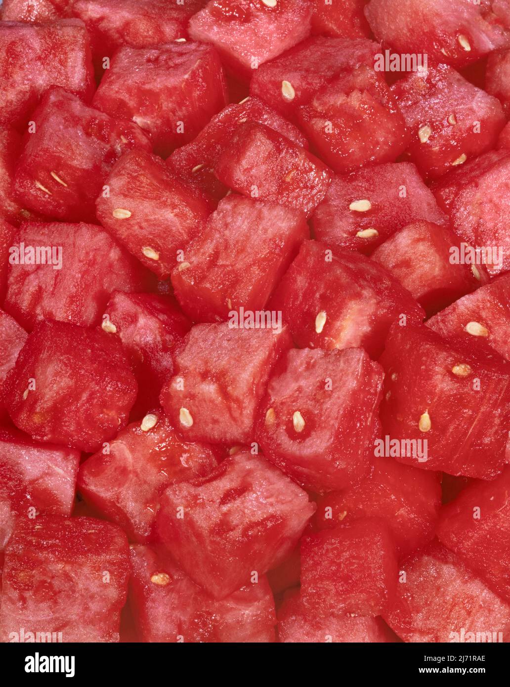 Watermelon cut into juicy chunks. Image from 4x5 inch film transparency. Stock Photo