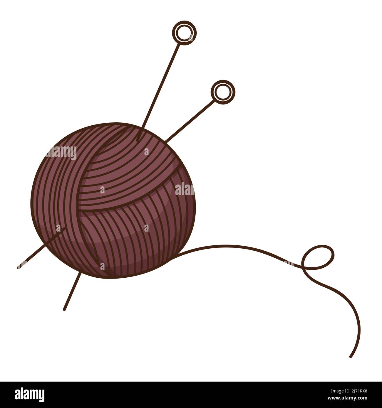 A skein of yarn with knitting needles. Needlework, knitting. Design