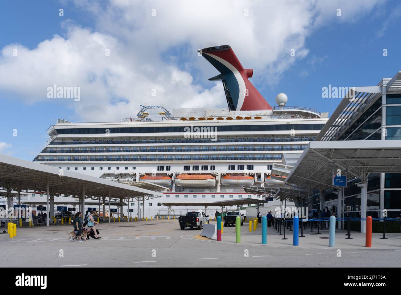 Miami, Fl, USA - January 2, 2022: Carnival Freedom cruise terminal in Miami, USA. Stock Photo