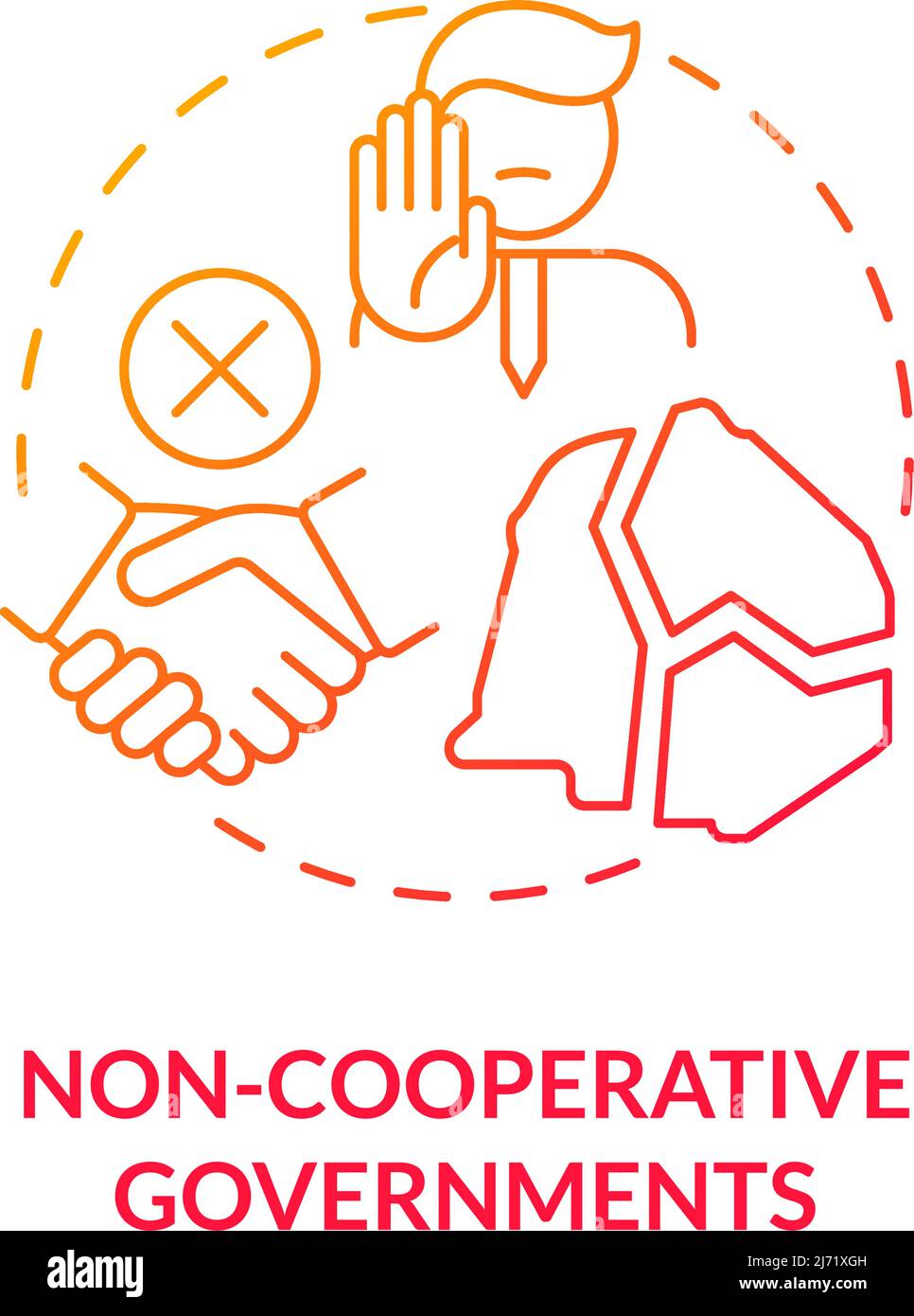 Non cooperative governments red gradient concept icon Stock Vector