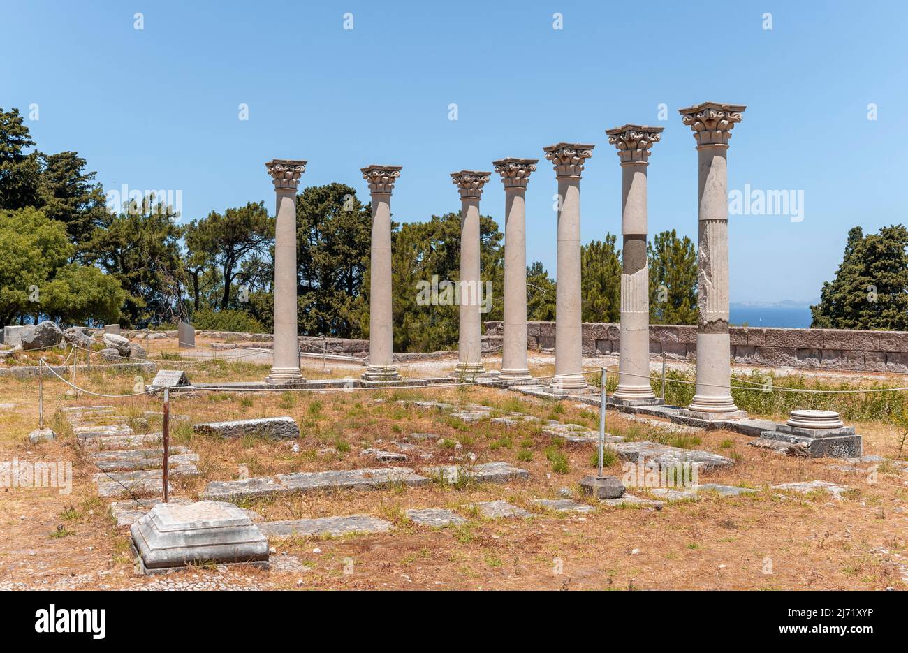 Ruins with columns, Former temple, Asklepieion, Kos, Dodecanese, Greece Stock Photo