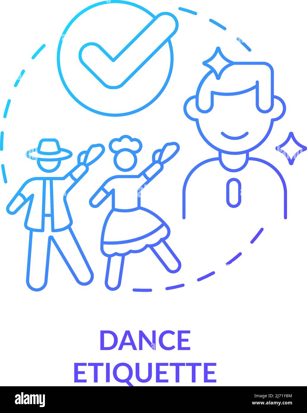 Dance etiquette blue gradient concept icon Stock Vector