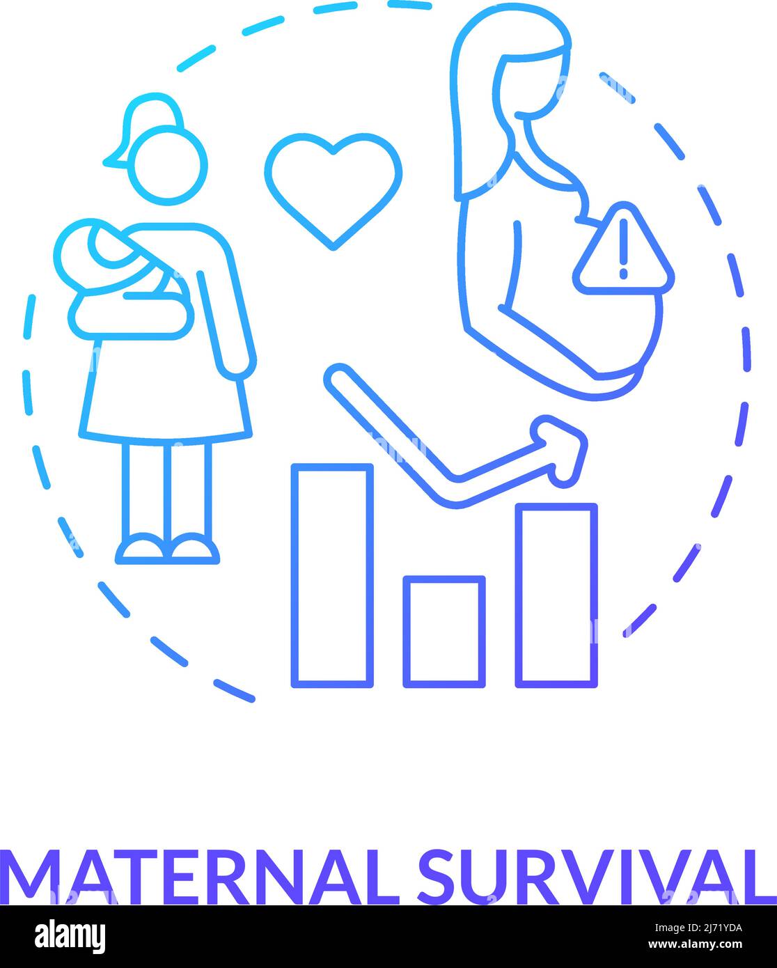 Maternal survival blue gradient concept icon Stock Vector