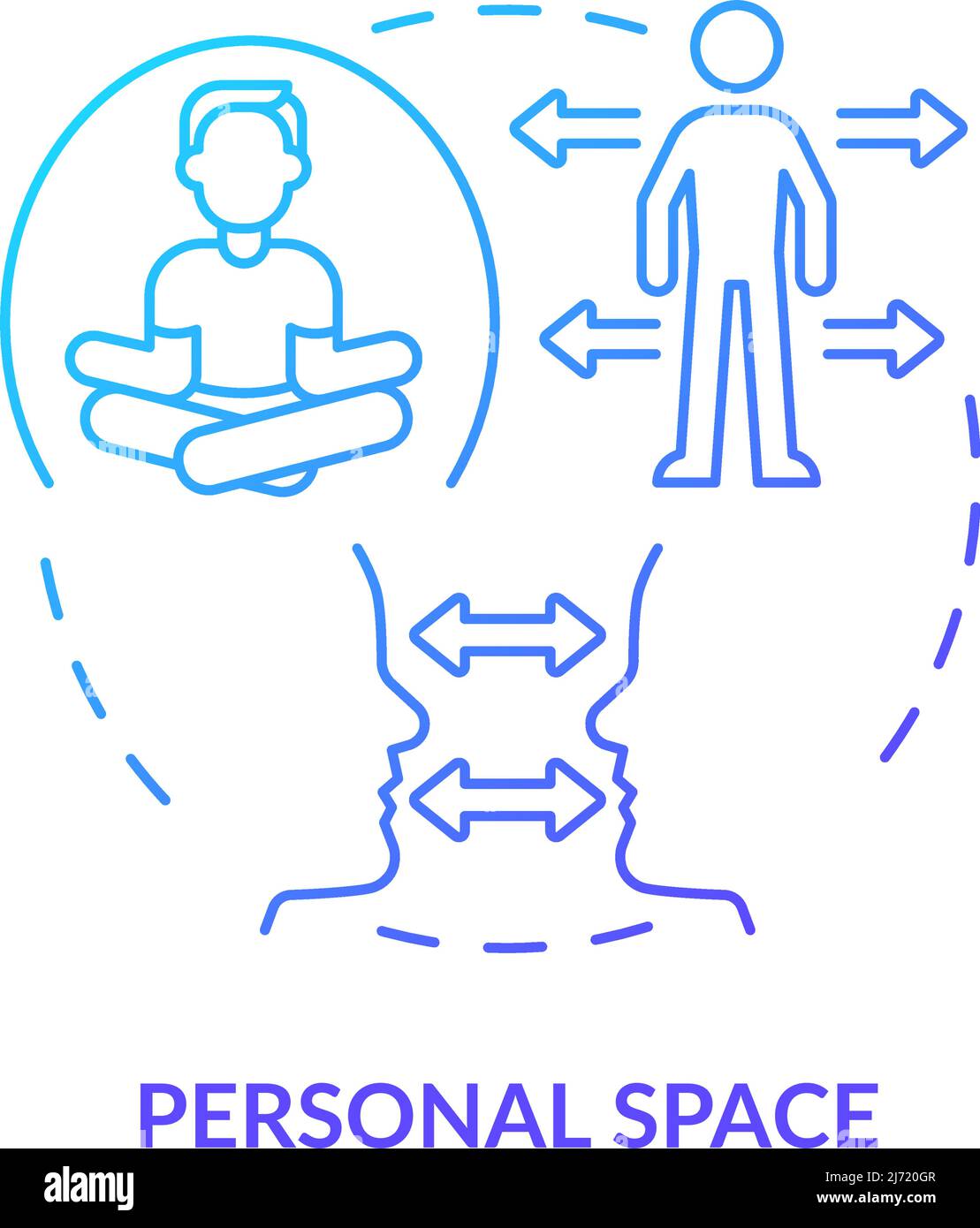 Personal space blue gradient concept icon Stock Vector