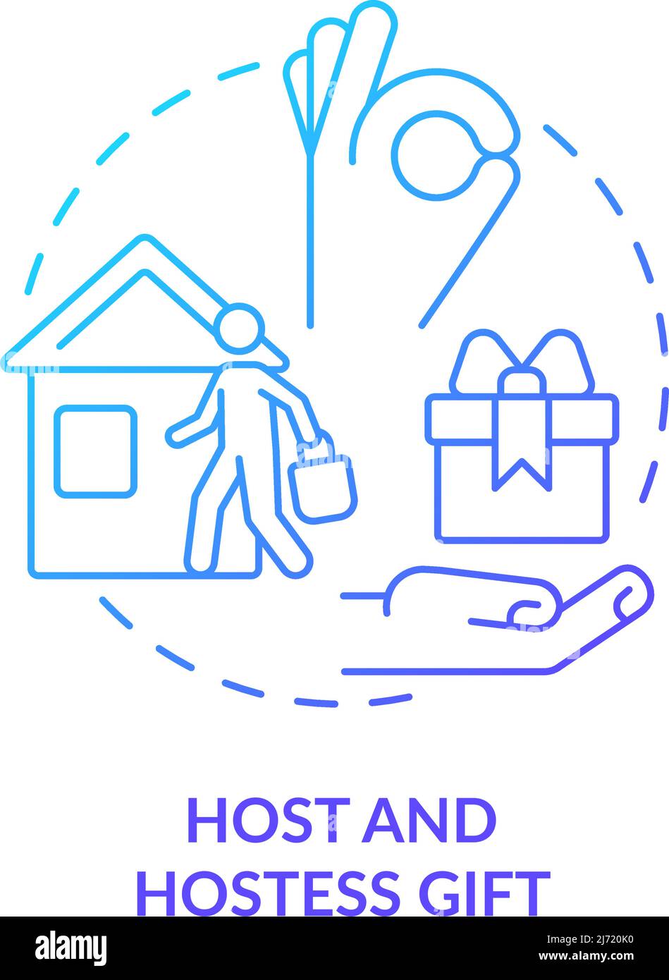 Host and hostess gift blue gradient concept icon Stock Vector