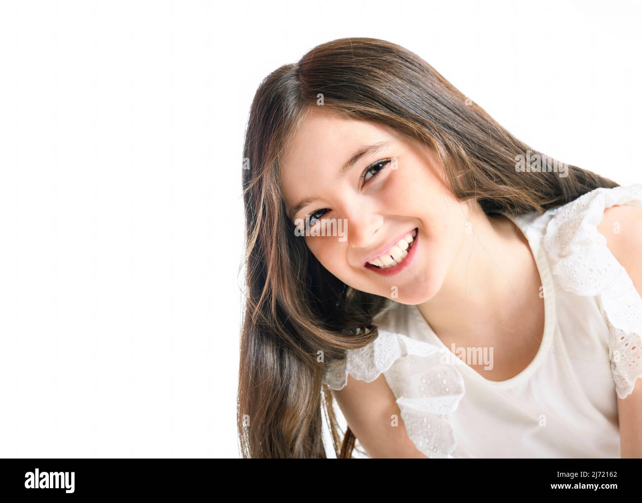 cute child over white background on studio Stock Photo