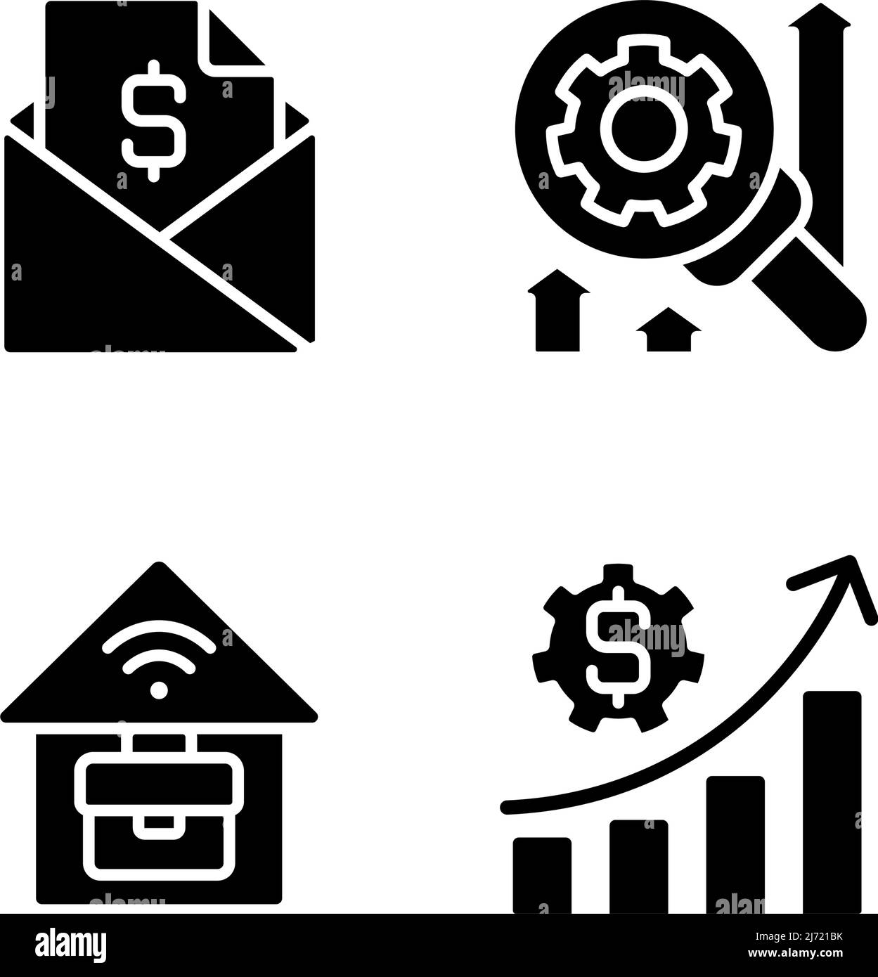 Company management structure black glyph icons set on white space Stock ...