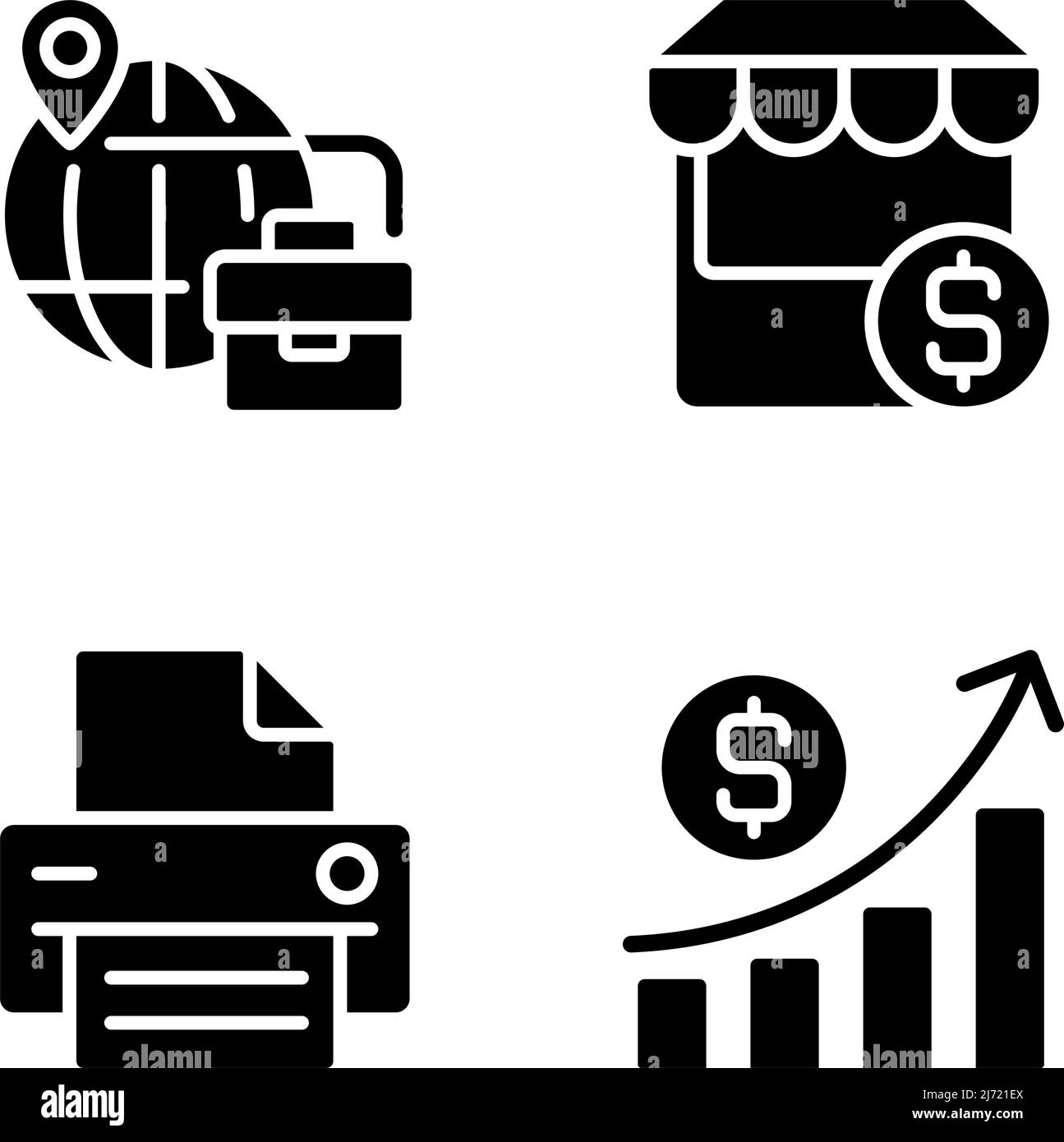 Business development black glyph icons set on white space Stock Vector