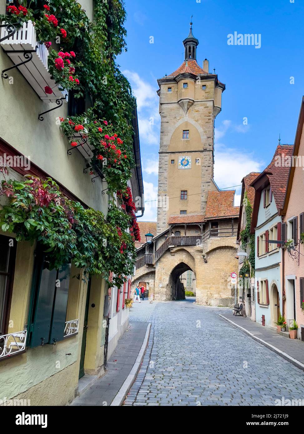 Klingentor, Stadttor von historische Befestigungsanlage in mittelalterliche Altstadt, Rothenburg ob der Tauber, Franken, Bayern, Deutschland Stock Photo
