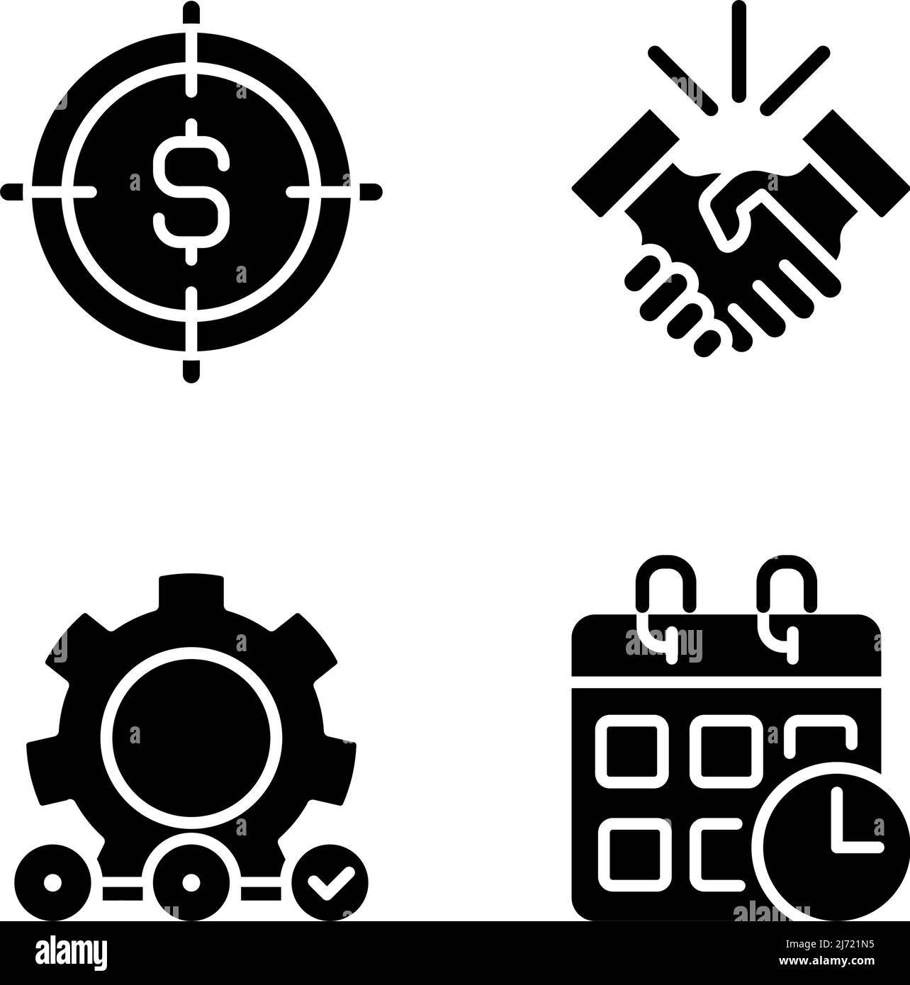 Successful business startup black glyph icons set on white space Stock ...