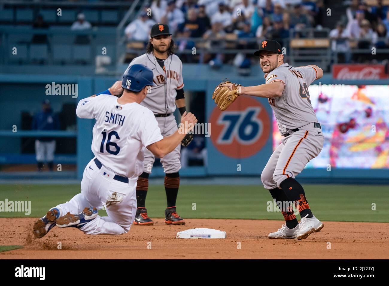 San Francisco Giants third baseman Kevin Padlo (49) turns a double play