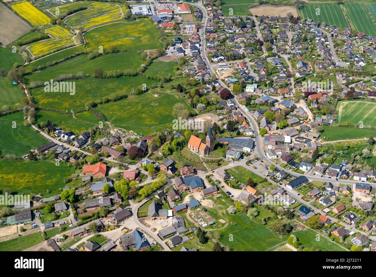 Luftbild von Sandesneben, Dorf, Kreis Herzogtum Lauenburg, Schleswig-Holstein, Deutschland Stock Photo