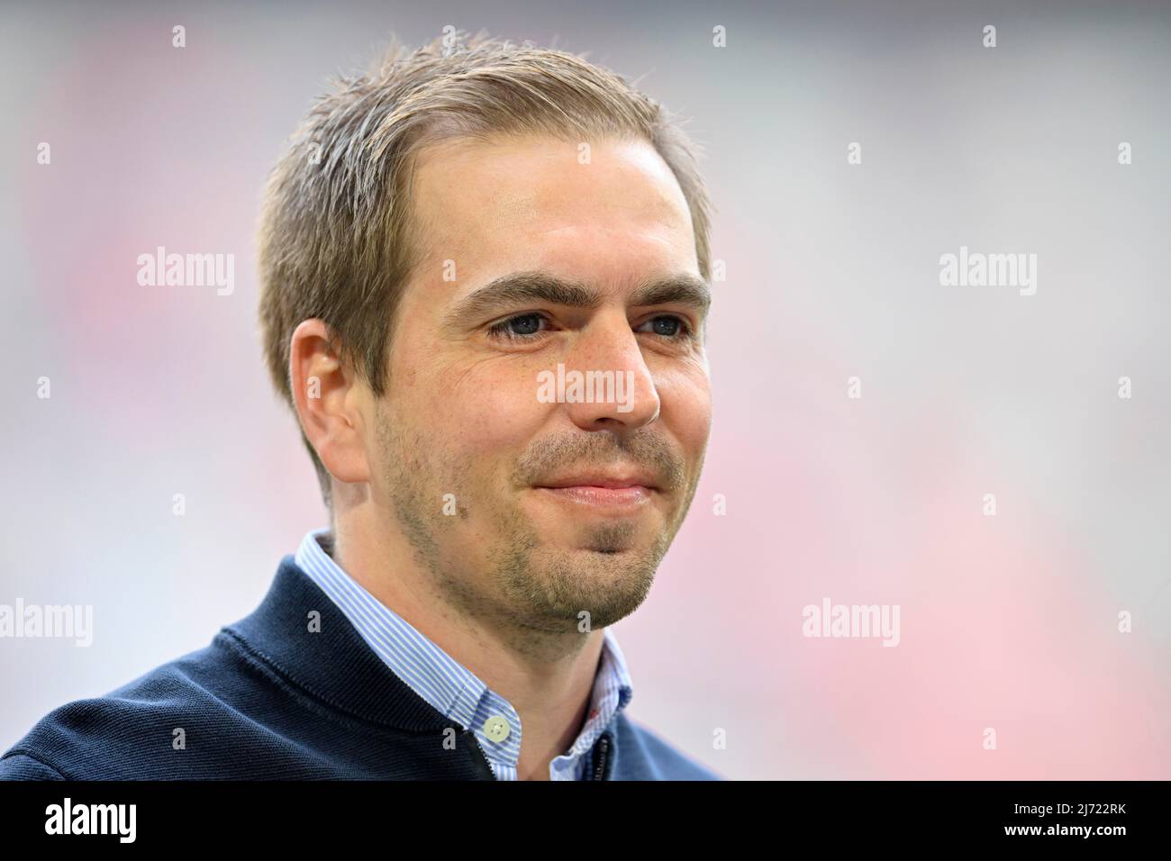 Philipp Lahm, Fussballweltmeister 2014, Portrait, Allianz Arena, Muenchen, Bayern, Deutschland Stock Photo