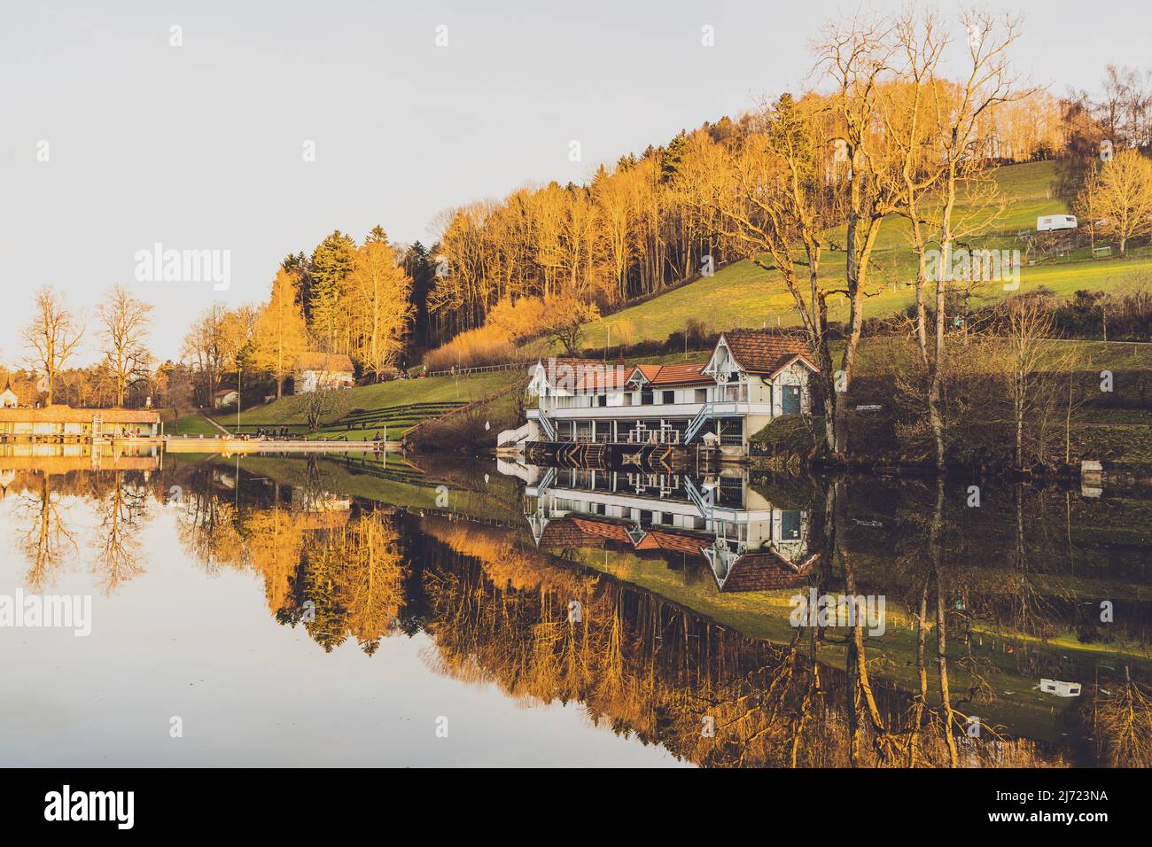 Drei Weihern or three lime trees in St.Gallen, Switzerland Stock Photo