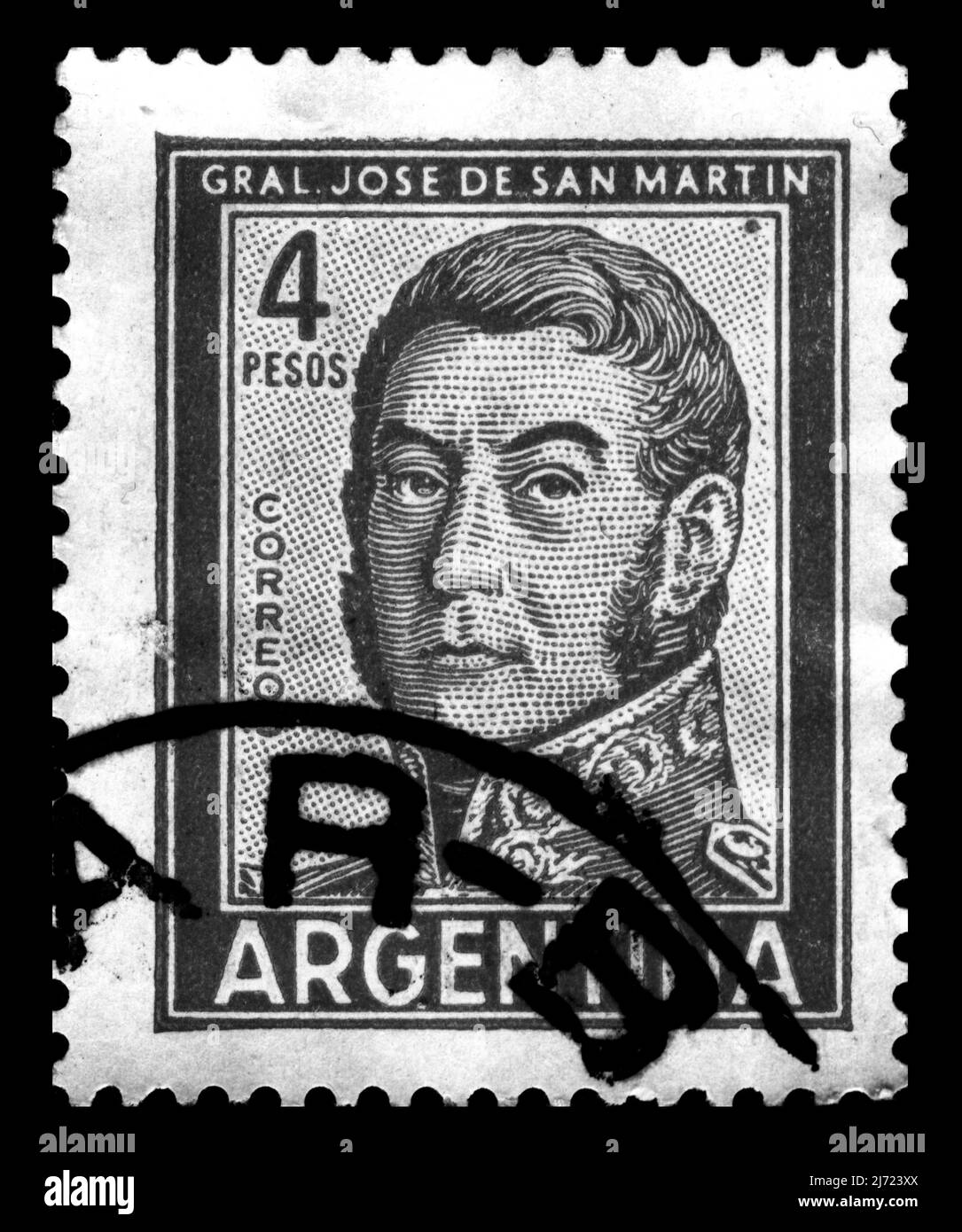Stamp print in Argentina, General, Jose de San Martin Stock Photo Alamy