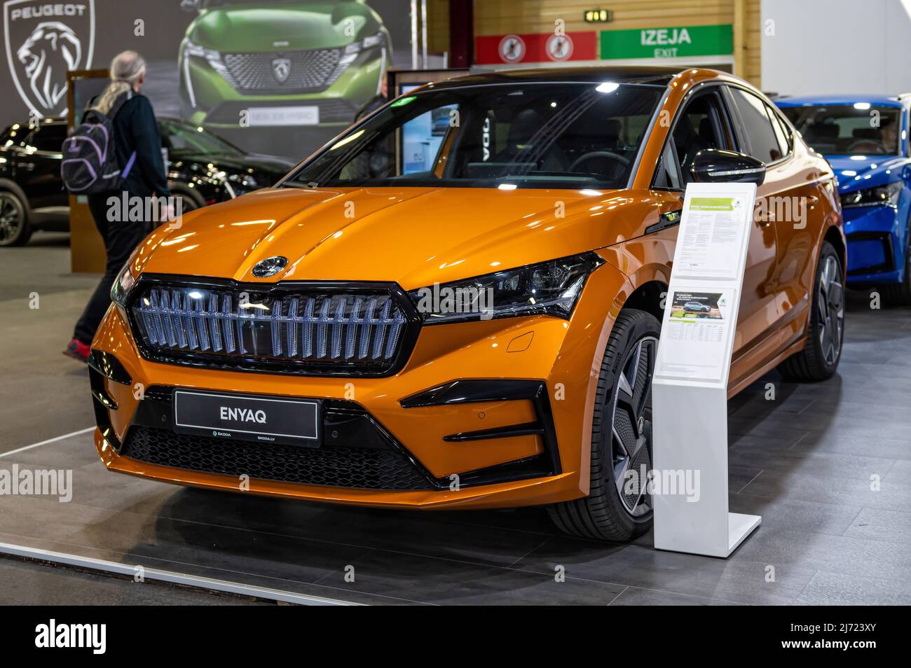 Riga, Latvia, April 29, 2022: new Skoda Enyaq Coupe IV RS electric SUV  premiere at a motor show, 2022 model, front view Stock Photo - Alamy