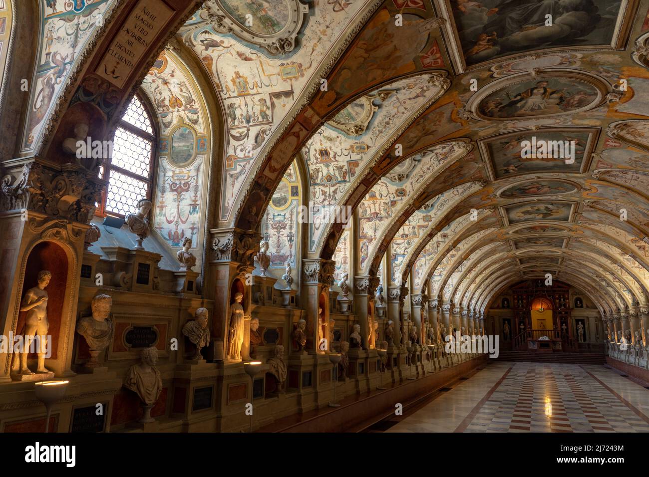 Munich, Germany -04.08.2022: famous beautiful decorated corridor of munchener residenz . Stock Photo