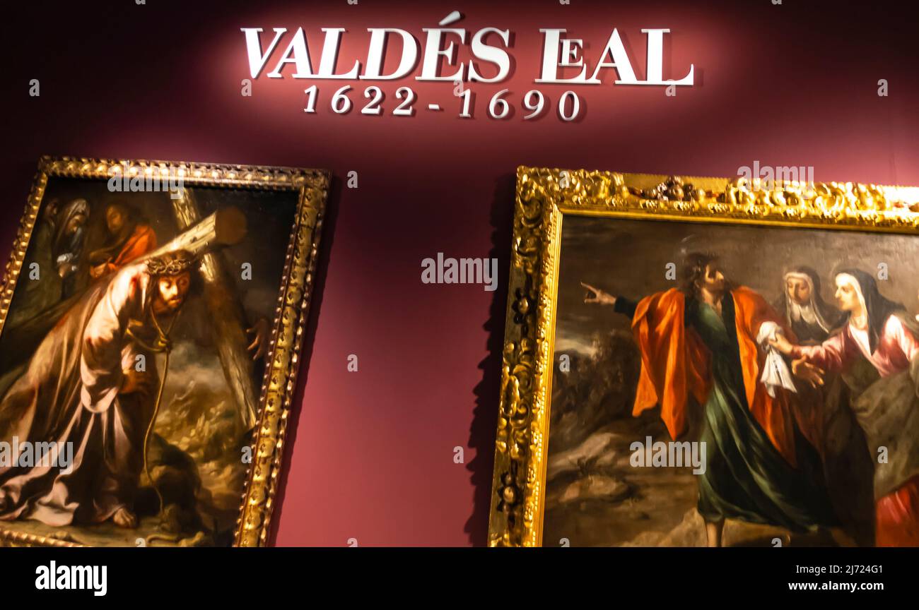Spanish painter Valdes Leal exhibition in Fine Arts Museum in Seville, Andalucia, Spain Stock Photo