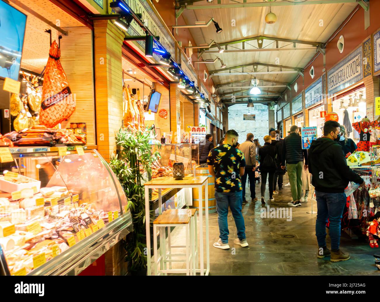 Inside Mercado de Triana, Seville, Andalucia, Spain Stock Photo